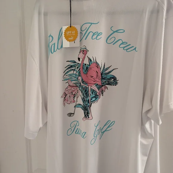 Puma White Golf Tee with Flamingo - Picture 3 of 6